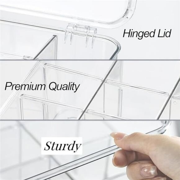 Clear Drawer Organizer Box with 16 Dividers for Socks Underwear Ties Bras - Picture 5 of 7